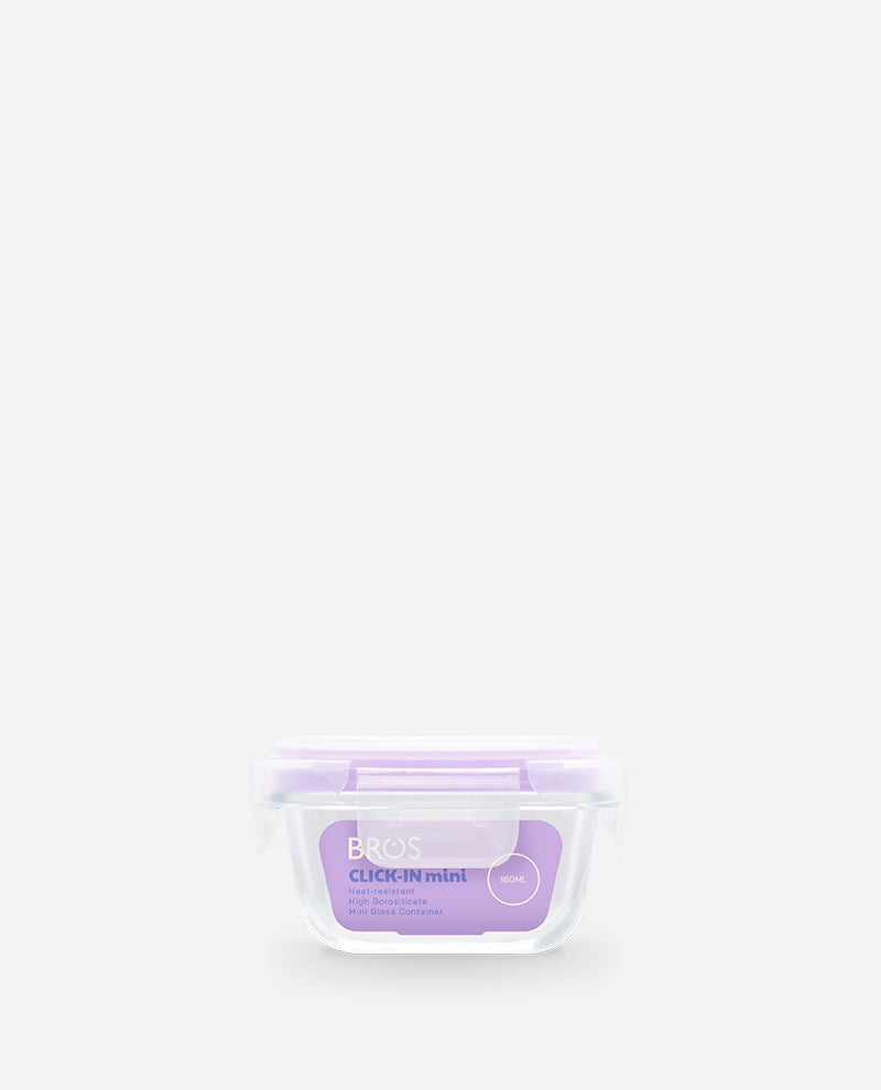 CONTAINER GLASS CLICK-IN-4 SQUARE 160ML MINI 2 PCS SET