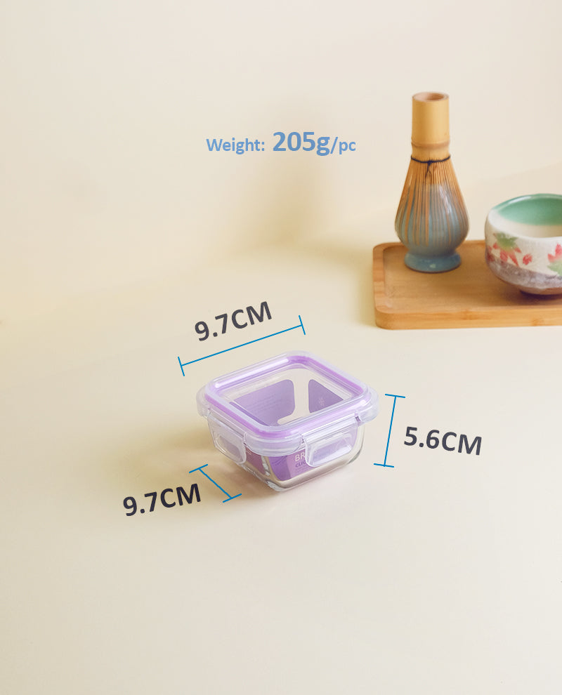 CONTAINER GLASS CLICK-IN-4 SQUARE 160ML MINI 2 PCS SET