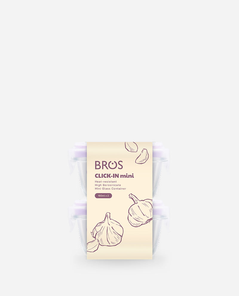 CONTAINER GLASS CLICK-IN-4 SQUARE 160ML MINI 2 PCS SET