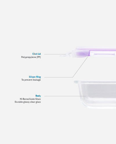 CONTAINER GLASS CLICK-IN-4 SQUARE 160ML MINI 2 PCS SET