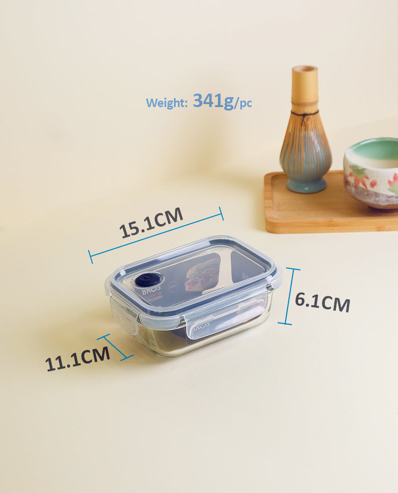 CONTAINER GLASS CLICK-IN-4 RECTANGULAR 370ML
