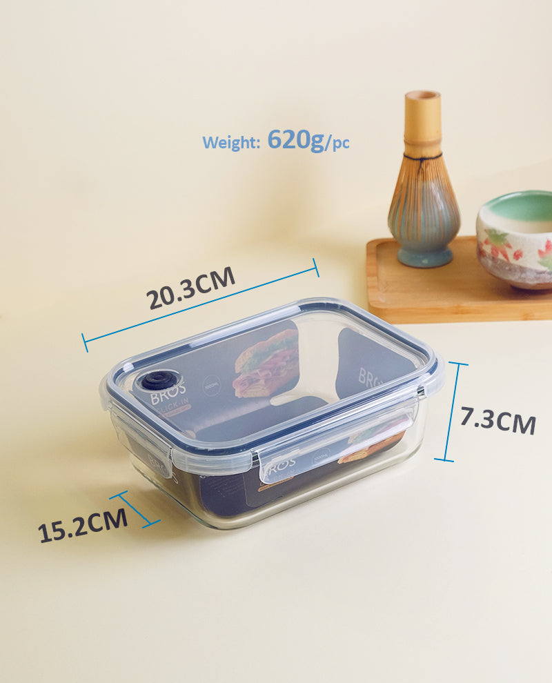 CONTAINER GLASS CLICK-IN-4 RECTANGULAR 1000ML