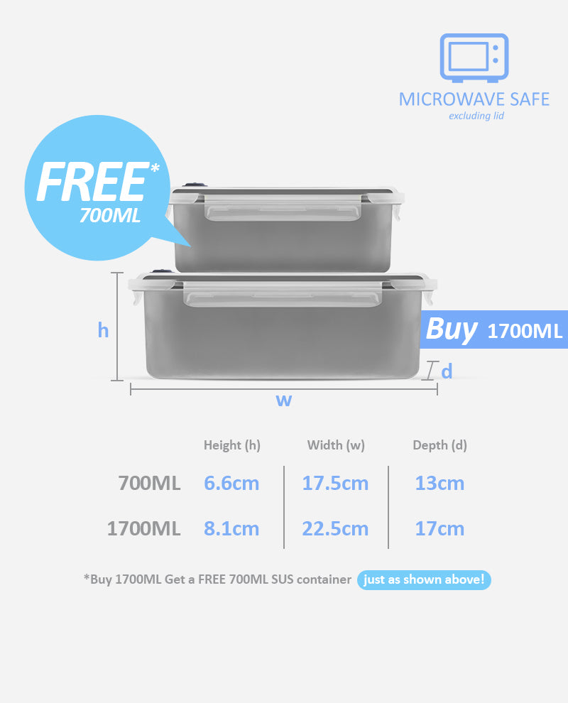 SET CLICK-IN-2 RECTANGULAR 1700ML 700ML