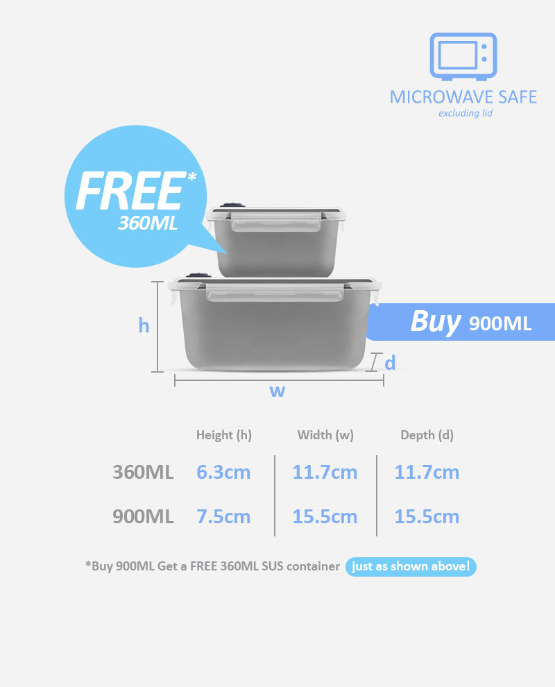 SET CLICK-IN-2 SQUARE 900ML 360ML