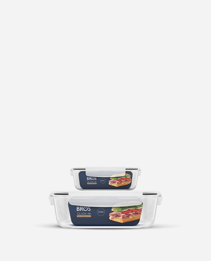 CONTAINER GLASS CLICK-IN-5 RECTANGULAR BUY 1000ML FREE 370ML