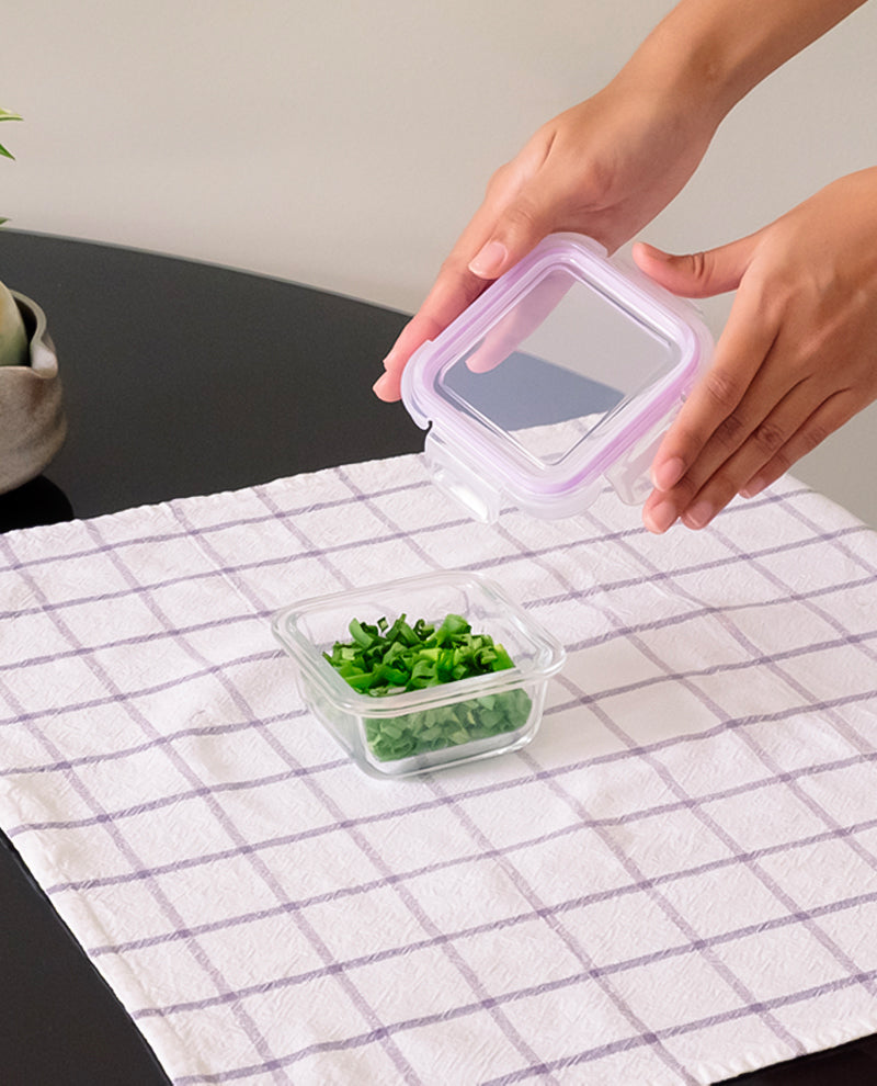 CONTAINER GLASS CLICK-IN-4 SQUARE 160ML MINI 2 PCS SET