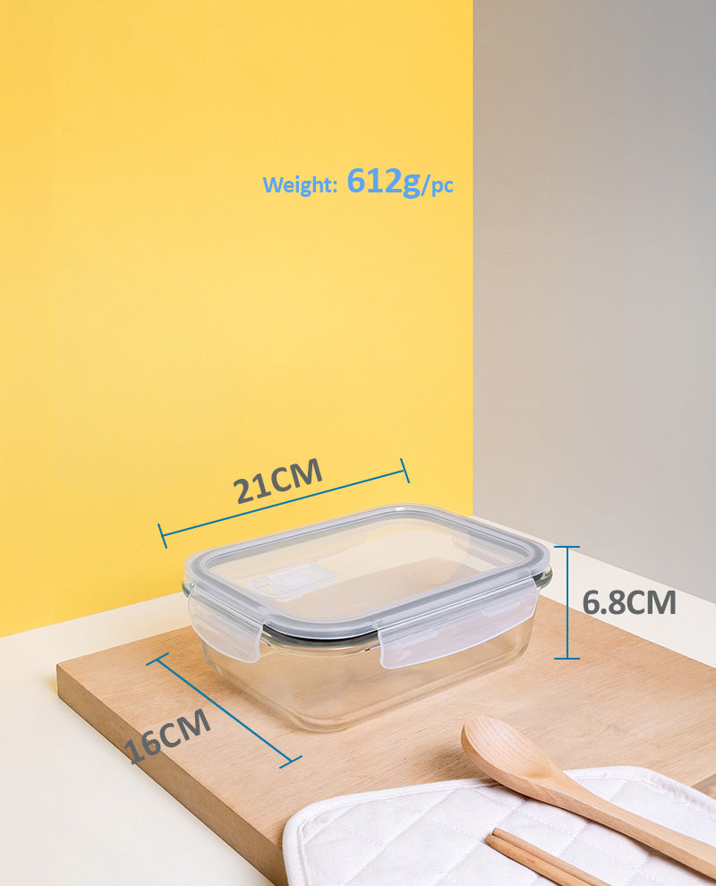 CONTAINER GLASS CLICK-IN-5 RECTANGULAR BUY 1000ML FREE 370ML