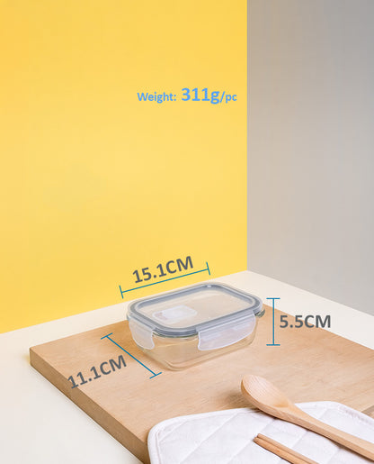 CONTAINER GLASS CLICK-IN-5 RECTANGULAR 370ML