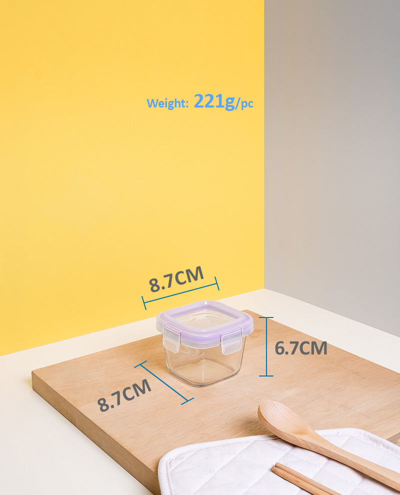 CONTAINER GLASS BABY SQUARE 160ML MINI 2 PCS SET