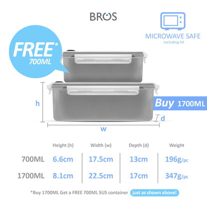 SET CLICK-IN-3 RECTANGULAR 1700ML 700ML