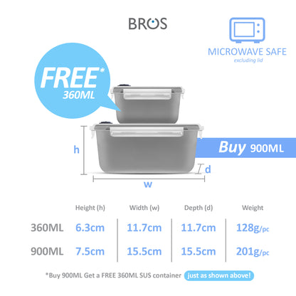 SET CLICK-IN-3 SQUARE 900ML 360ML