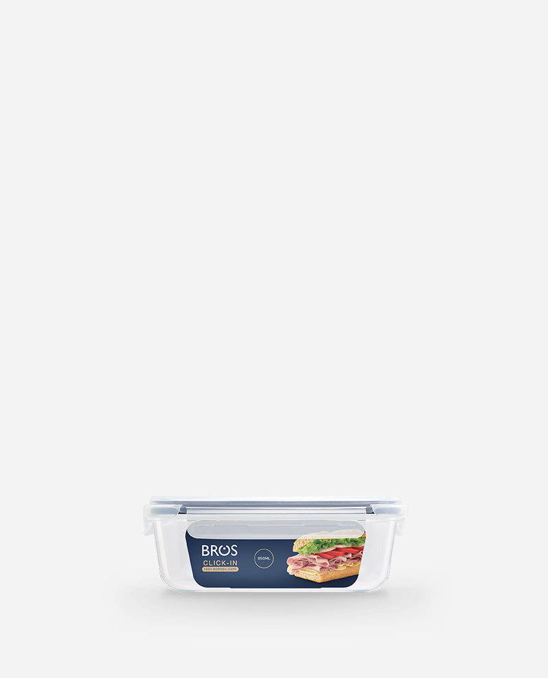 CONTAINER GLASS CLICK-IN-4 RECTANGULAR 650ML