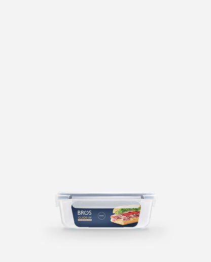 CONTAINER GLASS CLICK-IN-4 RECTANGULAR 650ML
