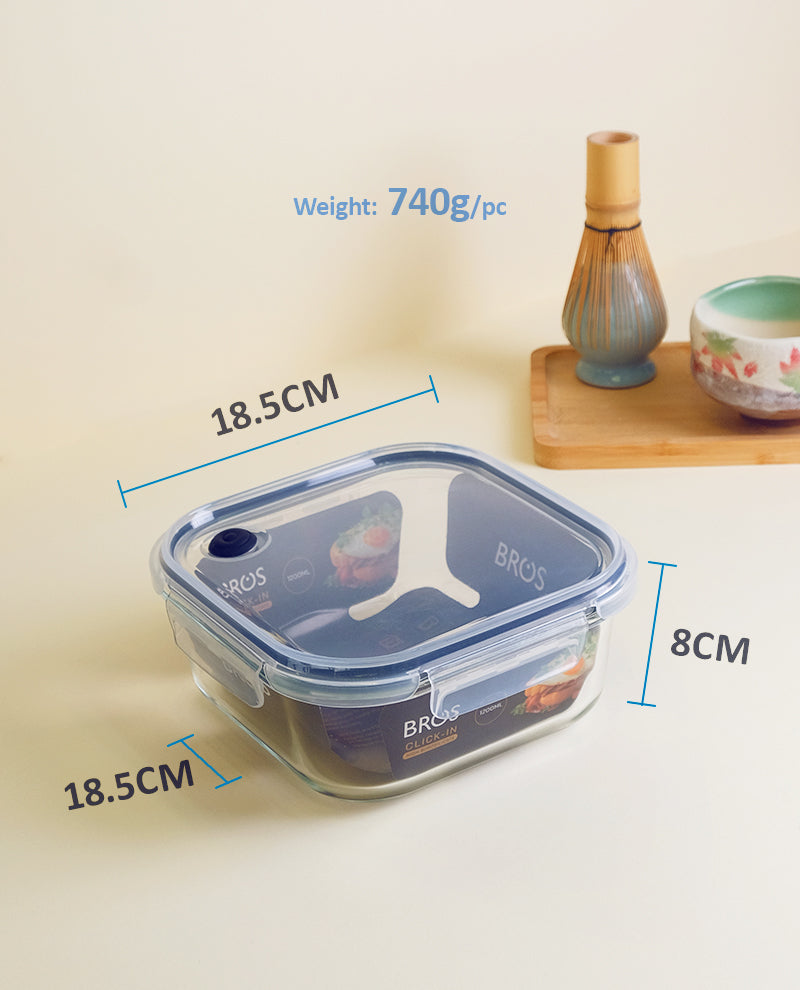 CONTAINER GLASS CLICK-IN-4 SQUARE BUY 1200ML FREE 300ML