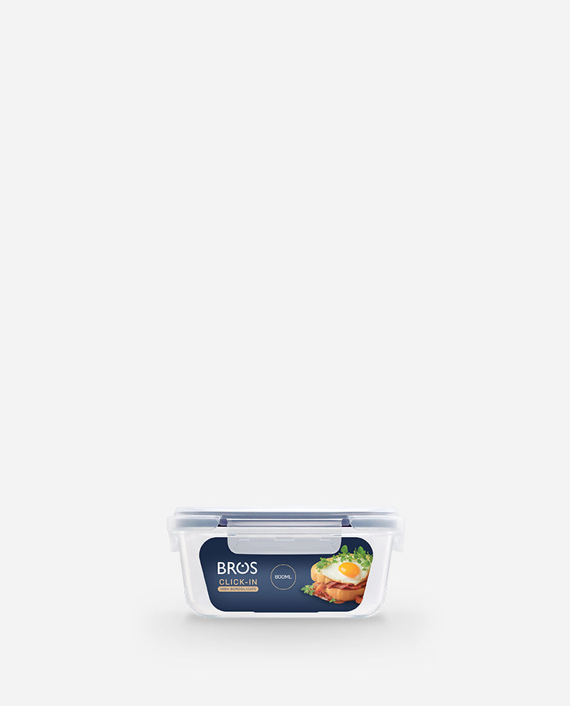 CONTAINER GLASS CLICK-IN-4 SQUARE 800ML