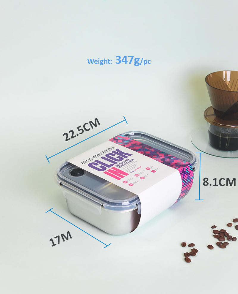 CONTAINER SUS304 CLICK-IN-3 RECTANGULAR 1700ML