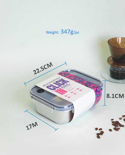 CONTAINER SUS304 CLICK-IN-3 RECTANGULAR 1700ML