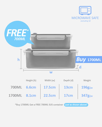 SET CLICK-IN-3 RECTANGULAR 1700ML 700ML
