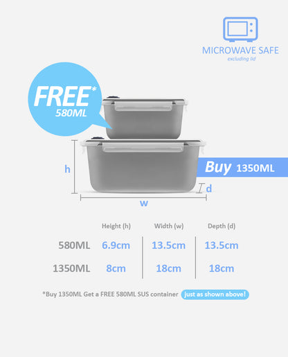 SET CLICK-IN-2 SQUARE 1350ML 580ML