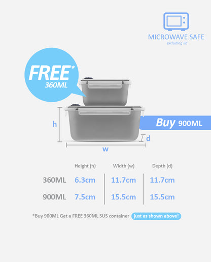 SET CLICK-IN-2 SQUARE 900ML 360ML