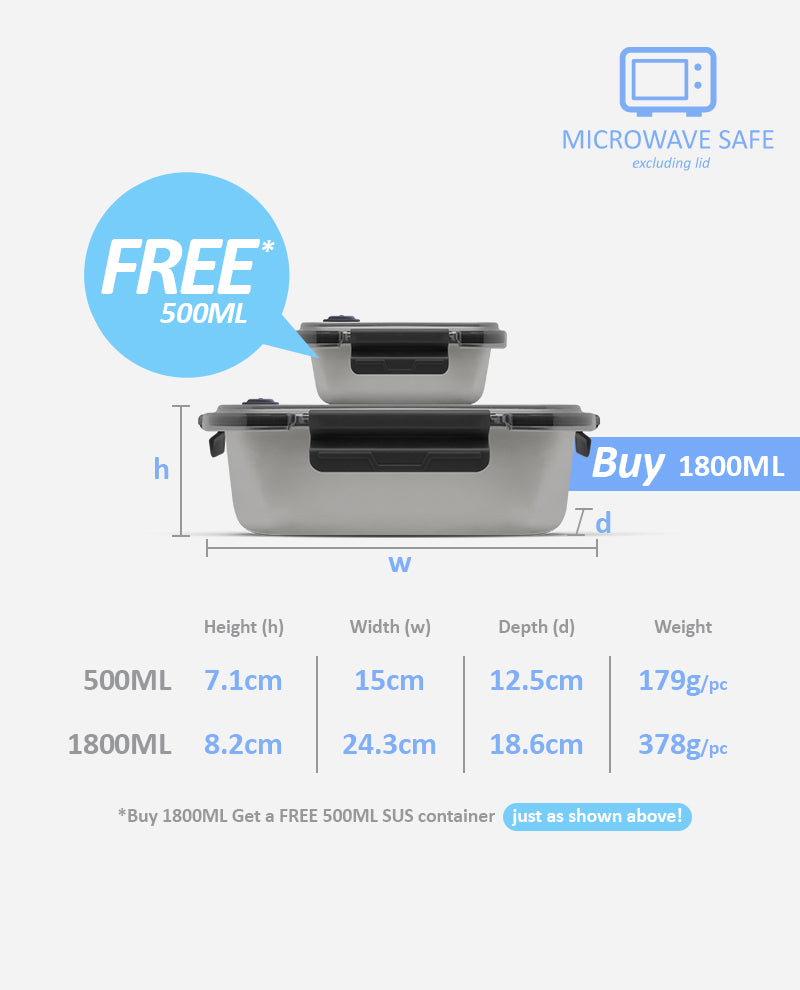 [VALUE PACK] CONTAINER SUS304 TIGHT-IN RECTANGULAR