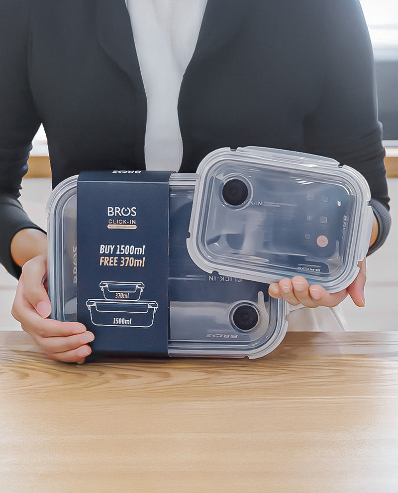 CONTAINER GLASS CLICK-IN-4 RECTANGULAR BUY 1500ML FREE 370ML