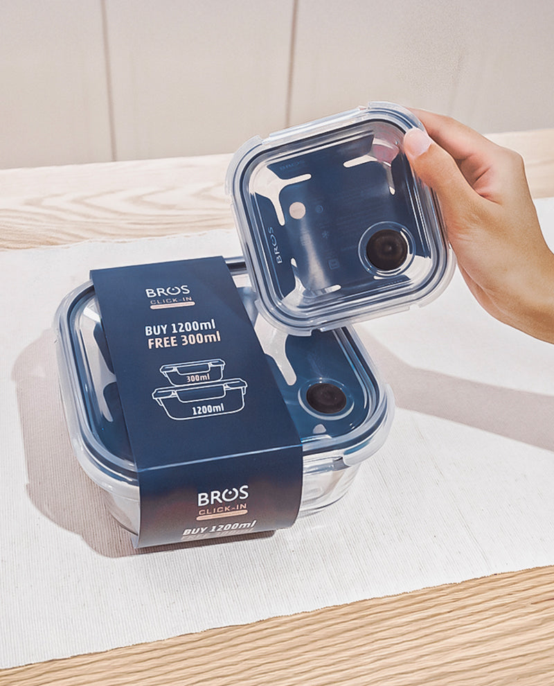 CONTAINER GLASS CLICK-IN-4 SQUARE BUY 1200ML FREE 300ML