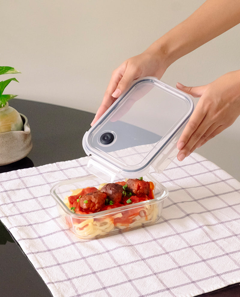 CONTAINER GLASS CLICK-IN-4 RECTANGULAR 650ML