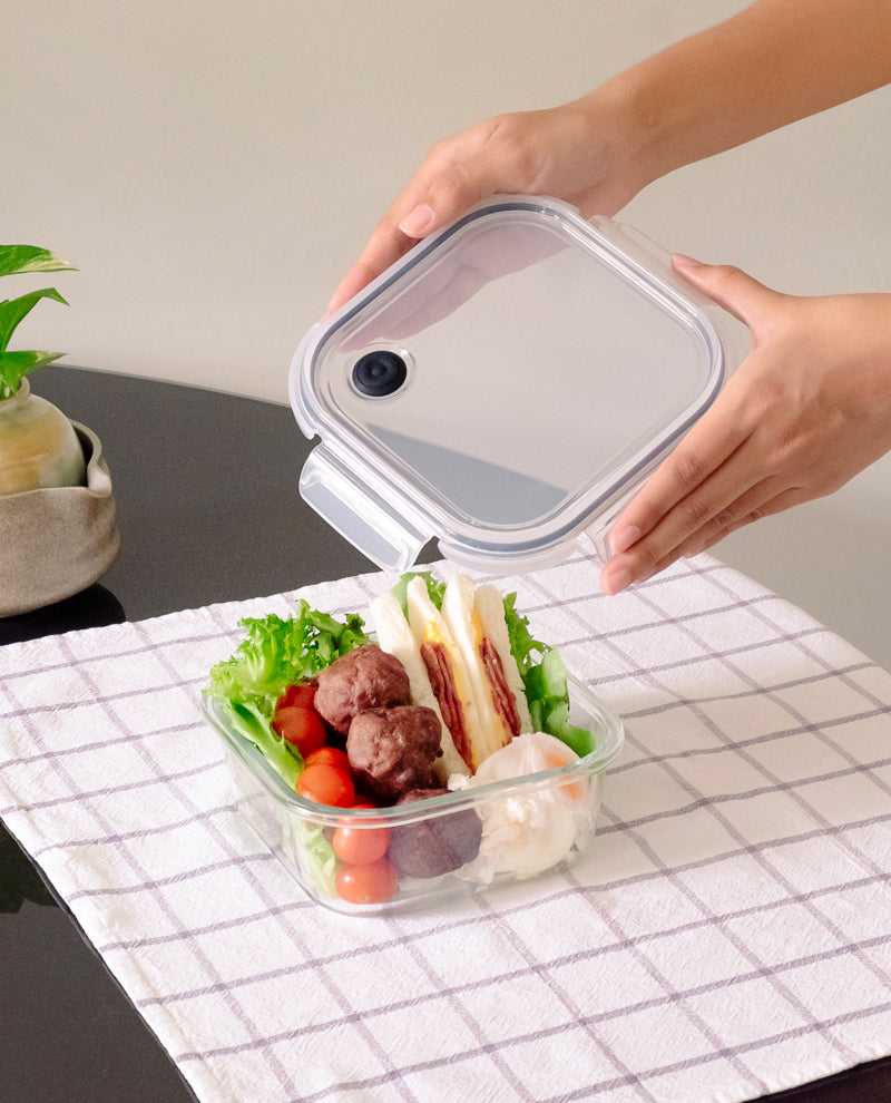 CONTAINER GLASS CLICK-IN-4 SQUARE 800ML