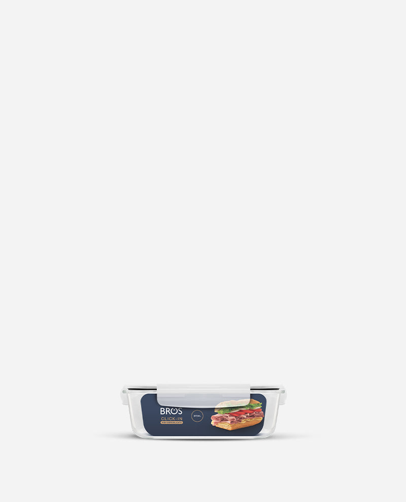 CONTAINER GLASS CLICK-IN-5 RECTANGULAR 370ML