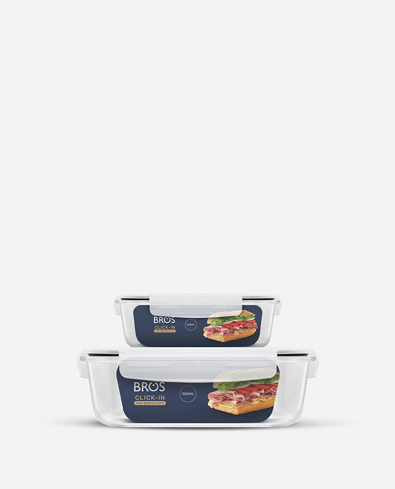 CONTAINER GLASS CLICK-IN-5 RECTANGULAR BUY 1500ML FREE 650ML