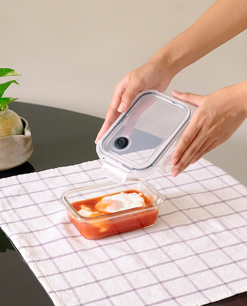 CONTAINER GLASS CLICK-IN-4 RECTANGULAR 370ML